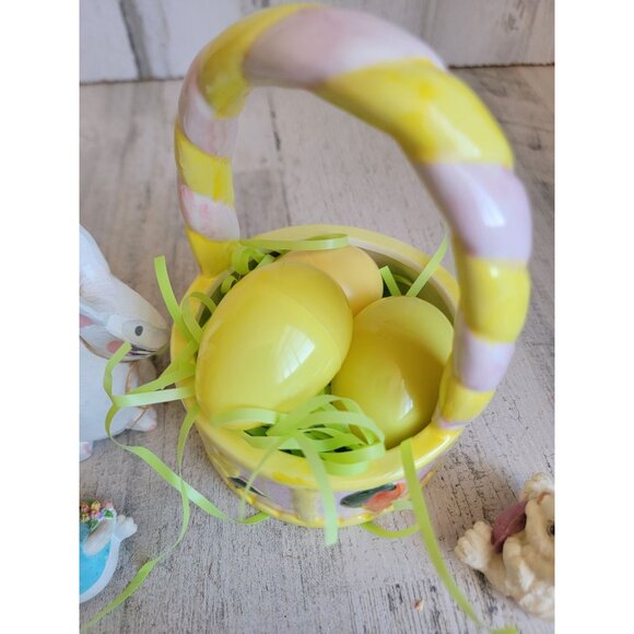 Vintage Easter bunny egg variety basket Springs set home decor figure - Picture 4 of 8